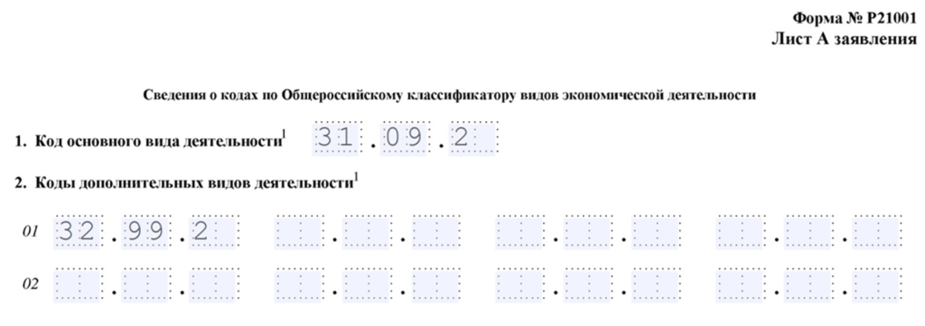 Пример заполнения заявления о&nbsp;регистрации ИП